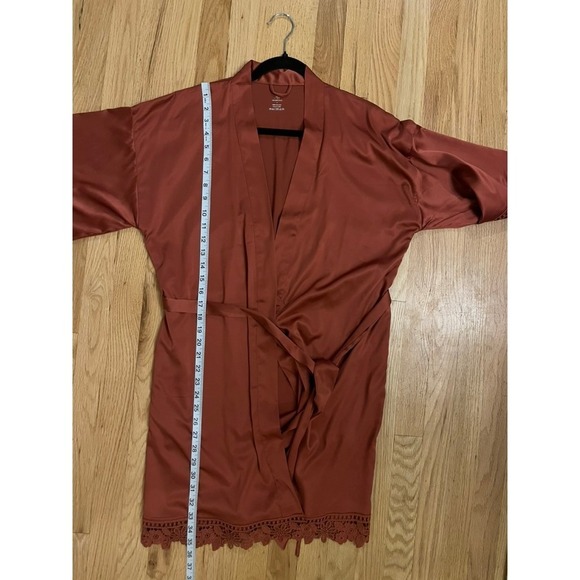 AW Bridal Dark Pink Satin Lace Trim Robe Small Wedding Getting Ready - Picture 6 of 6